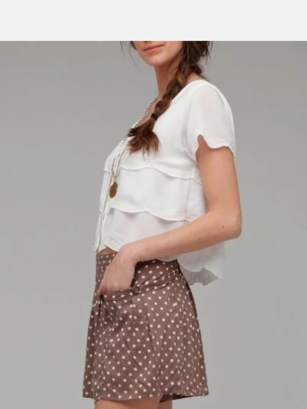 Free People Brown and White Polka Dot Shorts